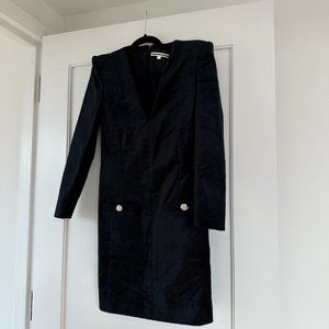 Veronica Beard Suit Dress Boxy Size 4 Black V-Neck Long Sleeves Pencil Skirt